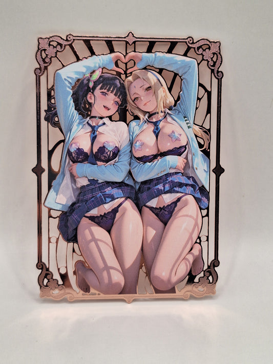 Goddess Story - Metallkarte - Demon slayer / One Piece - Shinobu Kochou + Ino Yamanaka