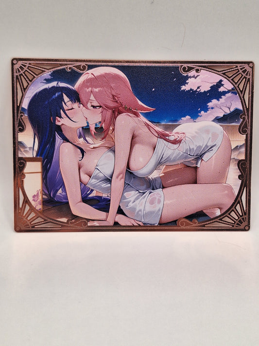 Goddess Story - Metallkarte - Genshin Impact - Yae Miko + Raiden Shogun